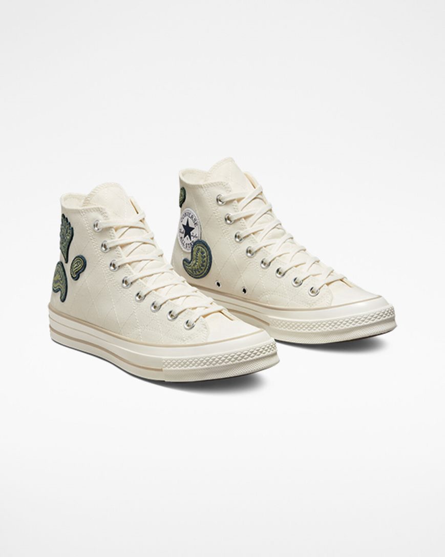 Tenisky Vysoke Converse Chuck 70 Crafted Patches Panske Béžové Námornícka Modrá Zelene | SK DHQOJ5